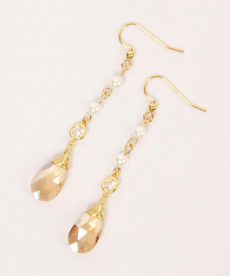 【セットで自分へのご褒美に】K14GF クリスタルネックレス＆ピアスセット