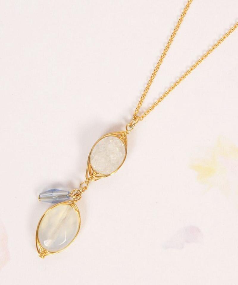 【大人上品パールアクセ】ムーンストーン×ブルーネックレス