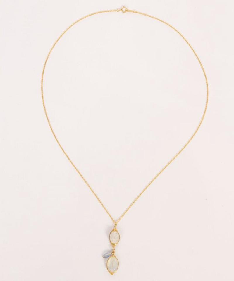 【大人上品パールアクセ】ムーンストーン×ブルーネックレス