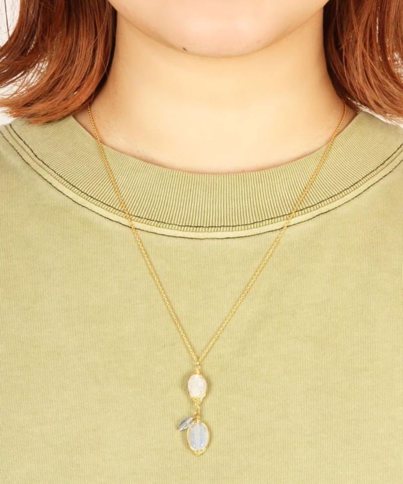 【大人上品パールアクセ】ムーンストーン×ブルーネックレス