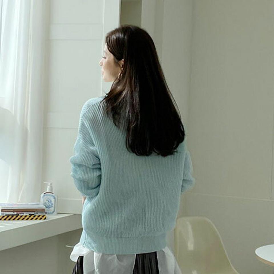Vネックルーズニット・全5色・b67481 レディース 【tops】【トップス ニット ニットトップス 長袖 ルーズ 単色 無地 シンプル Vネック カジュアル ラフ 春 秋 韓国 ファッション】【ハイホリHIHOLLI】