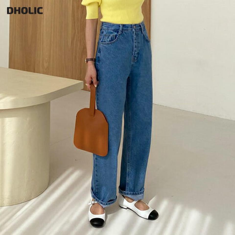ストレートワイドデニムパンツ・全2色・t61723 レディース 【pt】【韓国 ファッション ボトムス パンツ ロング デニム デニムパンツ ワイドデニム ストレート 細身 スリム 美脚 10分丈 十分丈 カジュアル デイリー 秋 春】