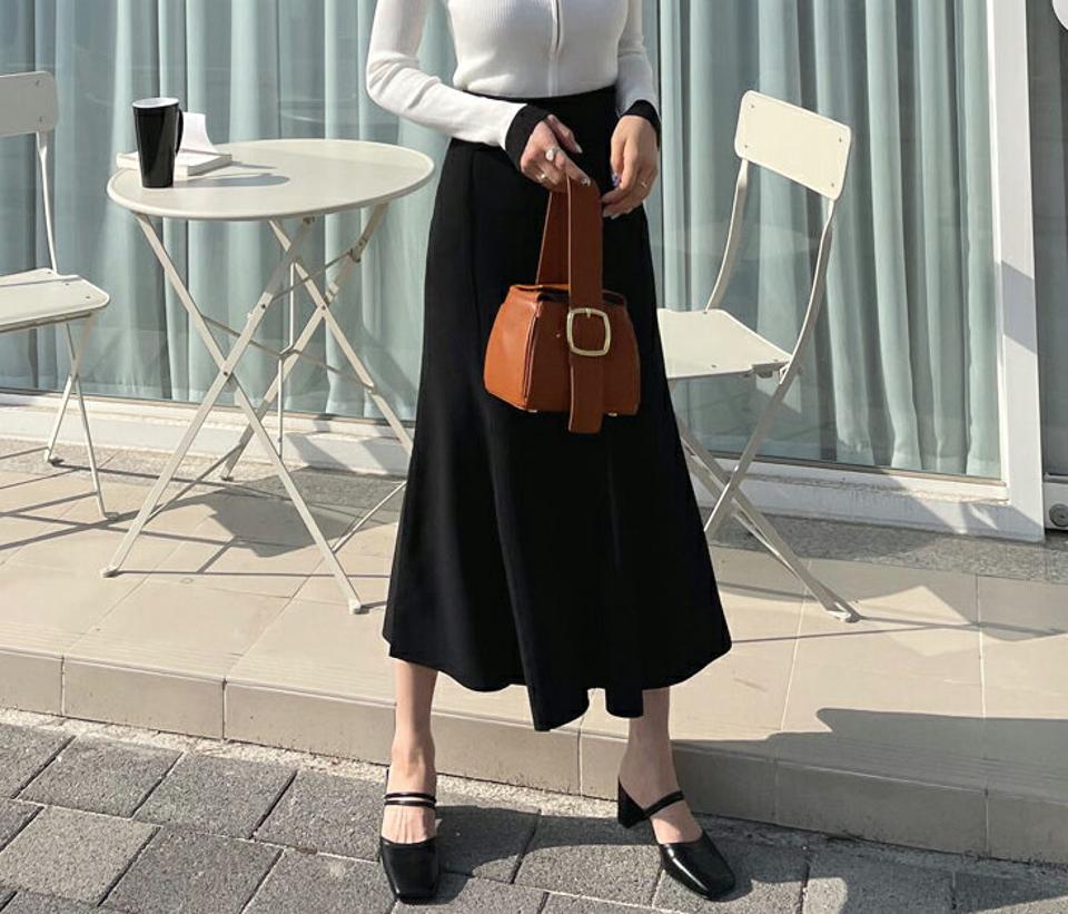 マーメイドロングスカート・全3色・b61727 レディース 【sk】【韓国 ファッション ボトムス スカート ロング ロングスカート ウエストゴム マーメイド マーメイドスカート 揺れ感 美脚 カジュアル 体型カバー フェミニン デイリー 秋 春】