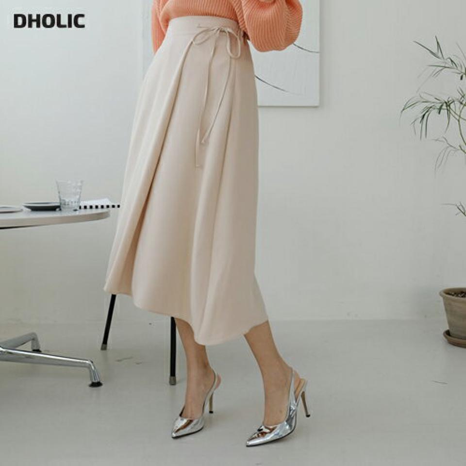 Hラインスカート・全4色・t67470 レディース 【sk】 スカート ロング ロングスカート 単色 無地 シンプル リボン りぼん フェミニン 可愛い かわいい 大人 春 秋 韓国 ファッション ハイホリHIHOLLI