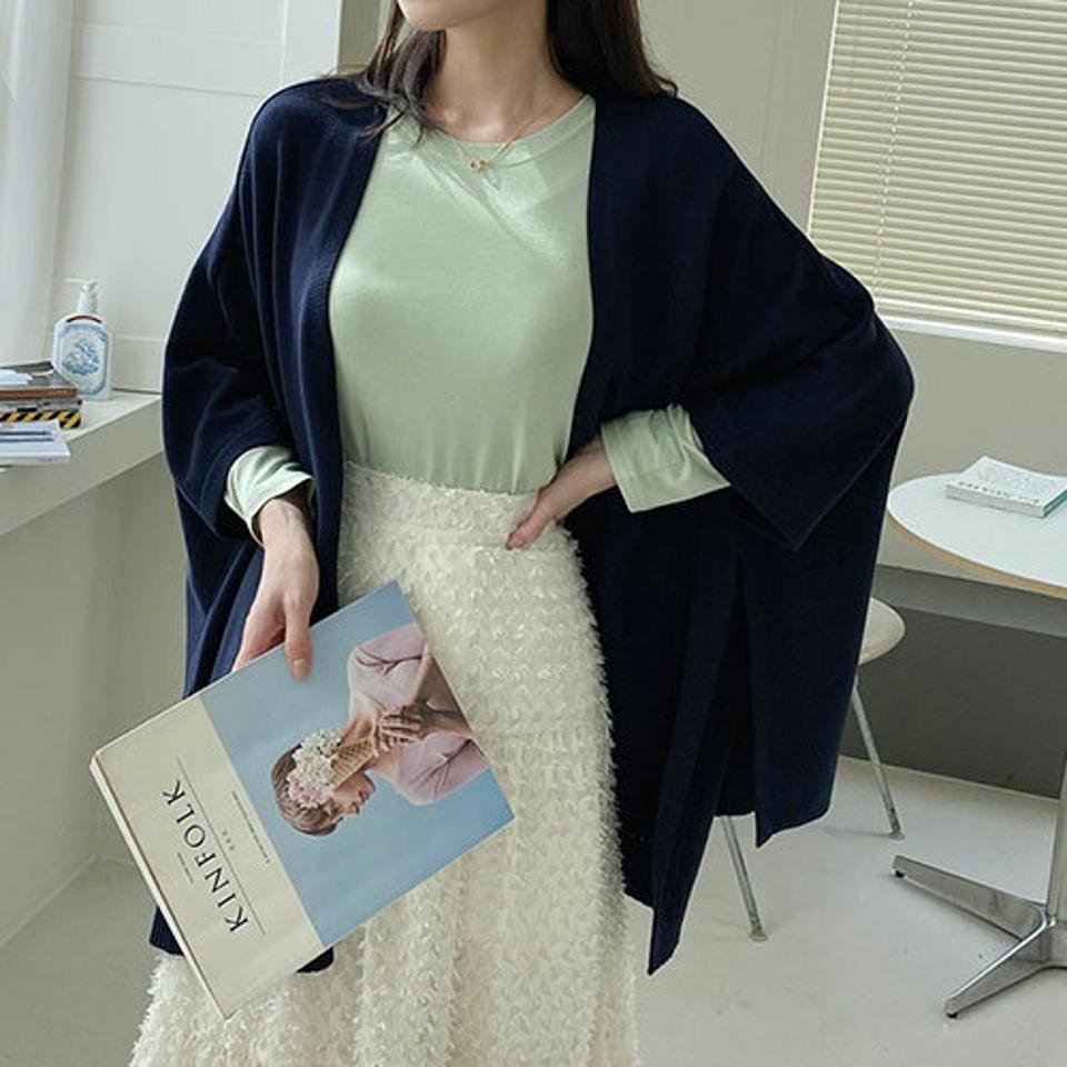 ルーズショールカーディガン・全5色・b67489 レディース 【cd】【カーディガン カーデ 羽織物 ルーズ ゆったり ショール 単色 無地 シンプル 大人 シック ニット ニットカーディガン 春 秋 韓国 ファッション】【ハイホリHIHOLLI】