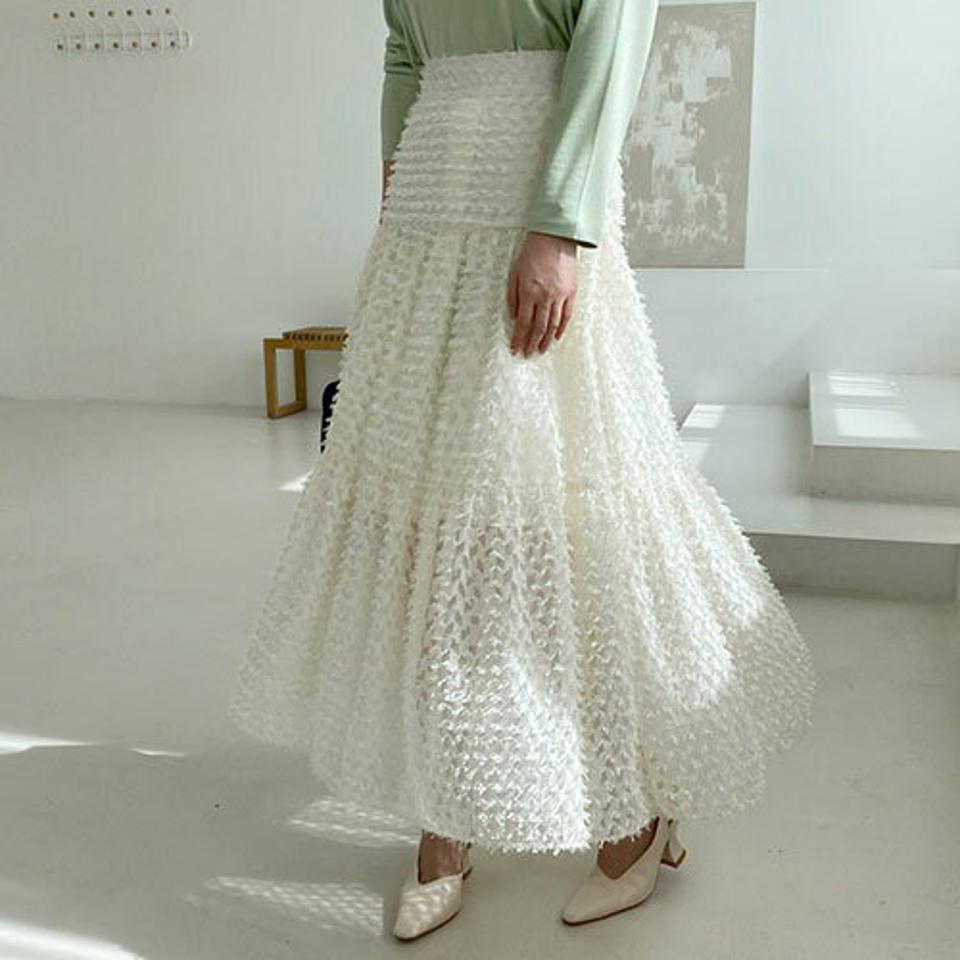 テクスチャーギャザースカート・全2色・b67484 レディース 【sk】【スカート ロング ロングスカート ギャザー フェミニン 可愛い かわいい ボリューム 春 秋 韓国 ファッション】【ハイホリHIHOLLI】