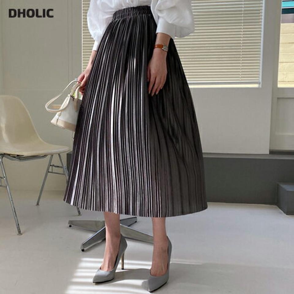 プリーツシルキースカート・全4色・b67475 レディース 【sk】【スカート ロング ロングスカート プリーツ プリーツスカート シルキー フェミニン 可愛い かわいい 春 秋 韓国 ファッション】【ハイホリHIHOLLI】