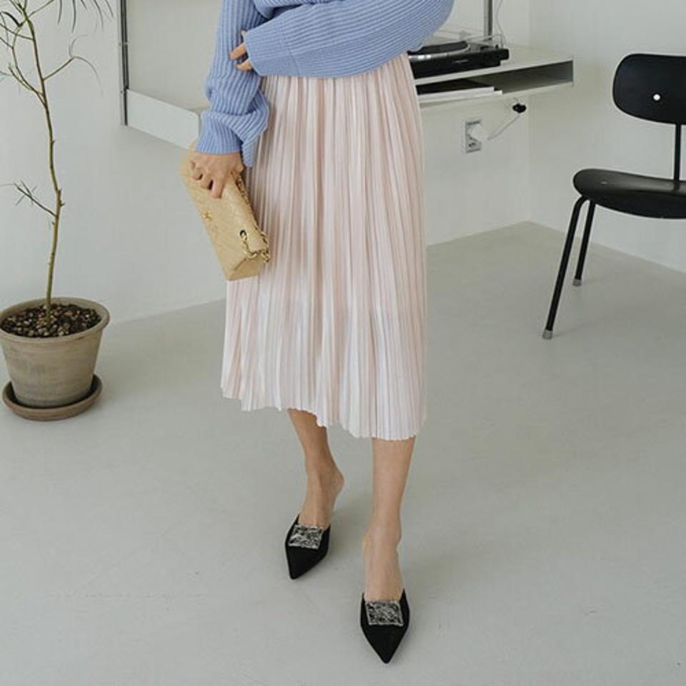 プリーツシルキースカート・全4色・b67475 レディース 【sk】【スカート ロング ロングスカート プリーツ プリーツスカート シルキー フェミニン 可愛い かわいい 春 秋 韓国 ファッション】【ハイホリHIHOLLI】
