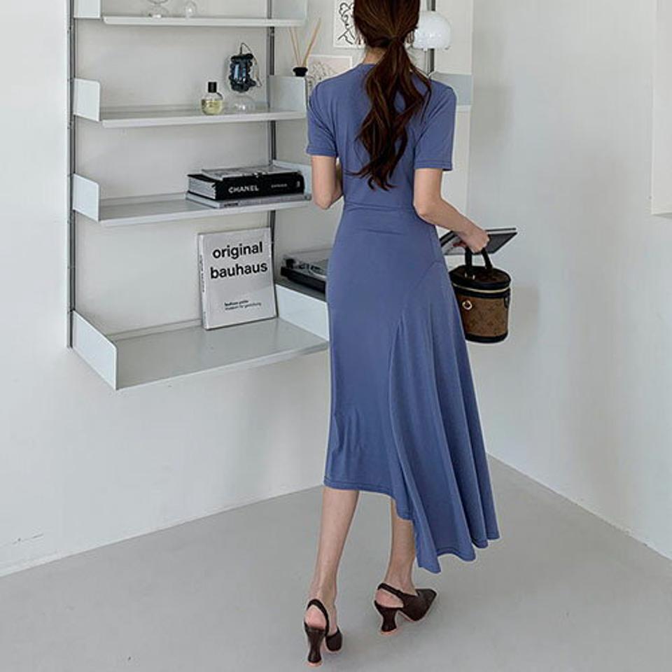 半袖ニットワンピース・全4色・t67471 レディース 【ops】【ワンピース ロング ロングワンピース ニット ニットワンピース 半袖 単色 無地 シンプル カジュアル 大人 春 夏 秋 韓国 ファッション】【ハイホリHIHOLLI】