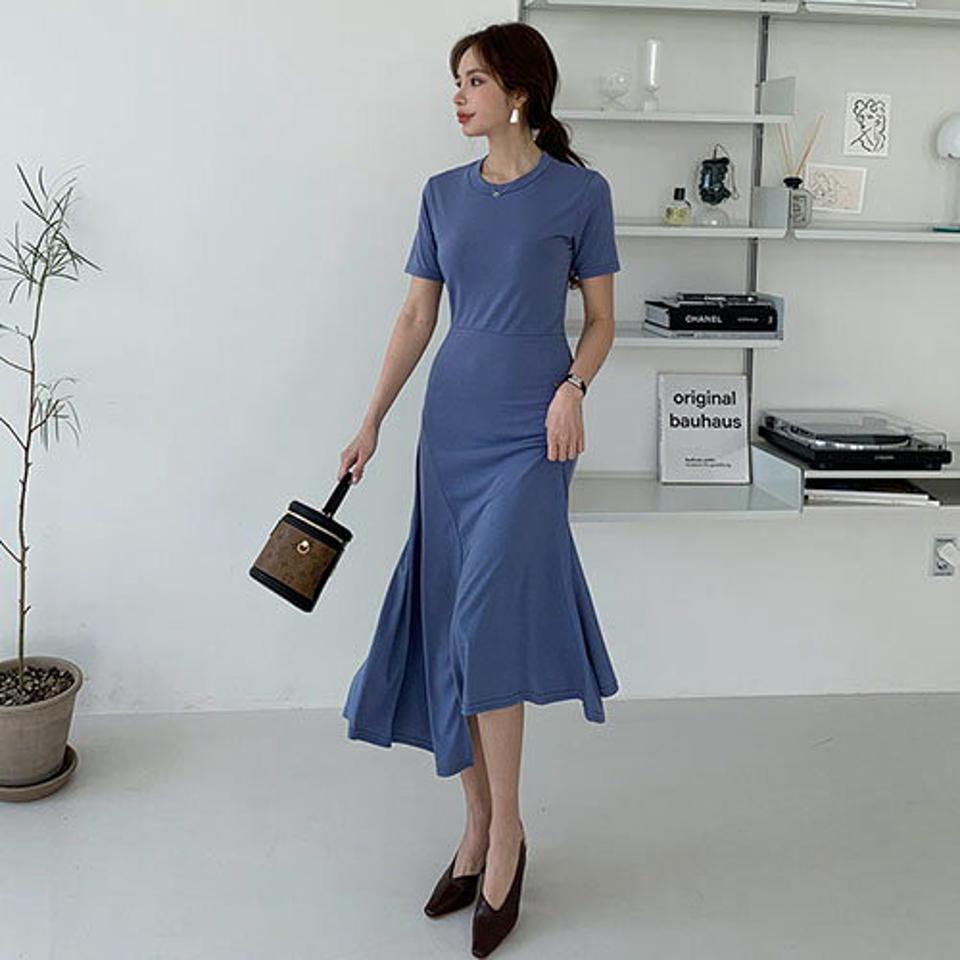 半袖ニットワンピース・全4色・t67471 レディース 【ops】【ワンピース ロング ロングワンピース ニット ニットワンピース 半袖 単色 無地 シンプル カジュアル 大人 春 夏 秋 韓国 ファッション】【ハイホリHIHOLLI】