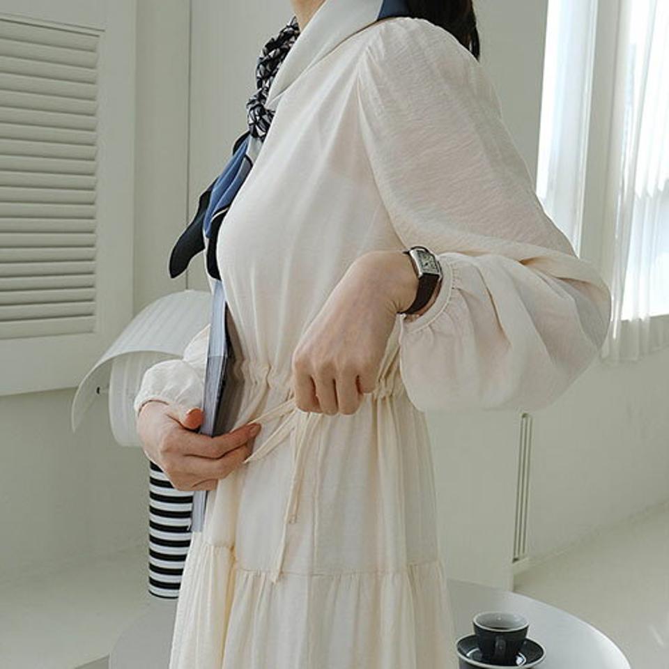 グロッシーストリングワンピース・全4色・t67469 レディース 【ops】【ワンピース ミディ丈 ミディワンピース 長袖 グロッシー ストリング 単色 無地 シンプル カジュアル 春 秋 韓国 ファッション】【ハイホリHIHOLLI】