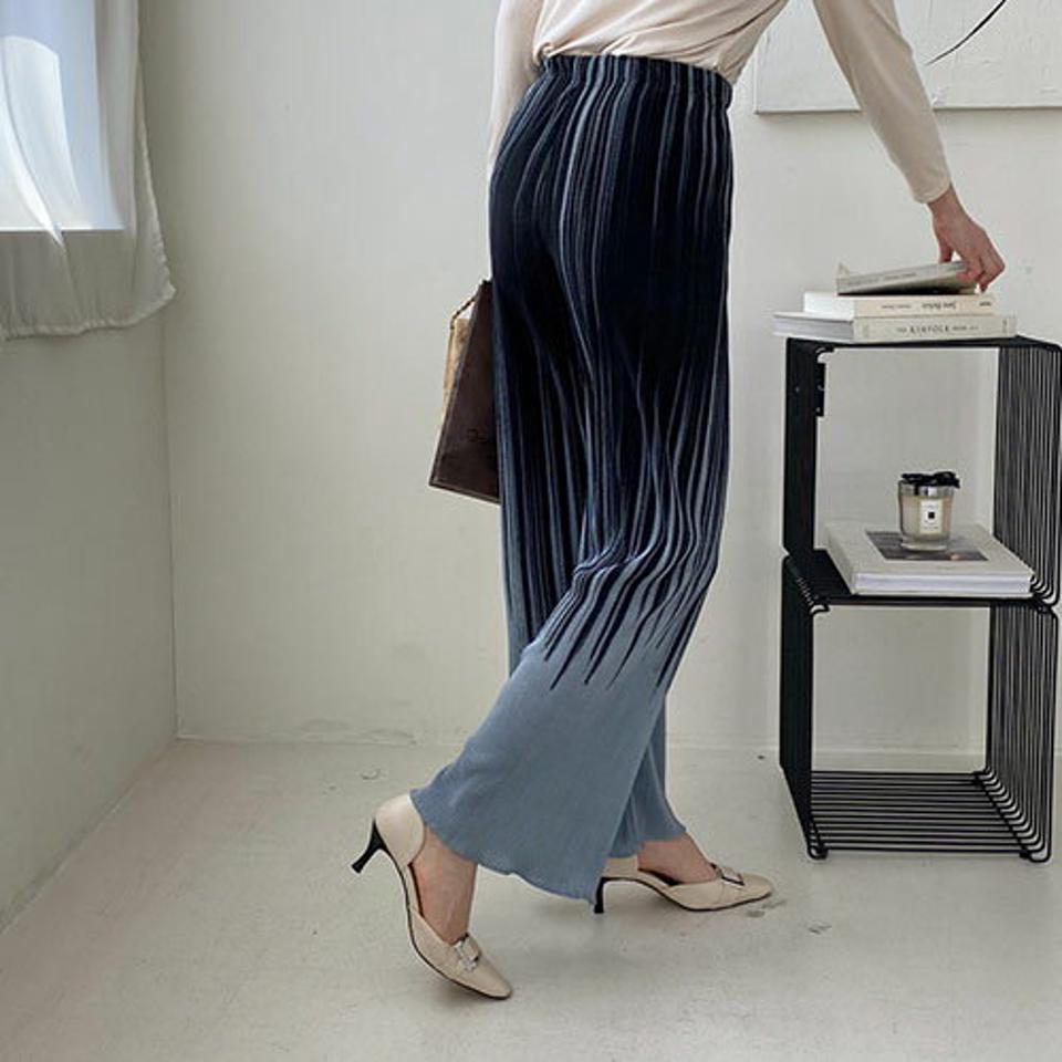 グラデプリーツパンツ・全2色・t67479 レディース 【pt】【パンツ ズボン ロングパンツ プリーツ プリーツパンツ グラデーション カジュアル ラフ 春 秋 韓国 ファッション】【ハイホリHIHOLLI】
