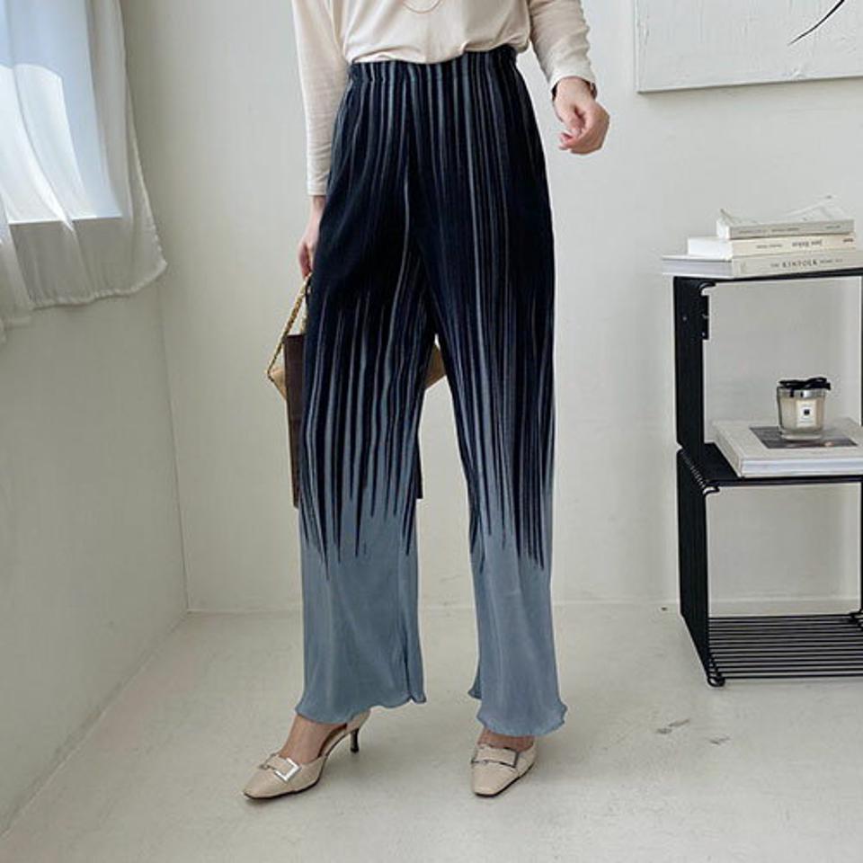 グラデプリーツパンツ・全2色・t67479 レディース 【pt】【パンツ ズボン ロングパンツ プリーツ プリーツパンツ グラデーション カジュアル ラフ 春 秋 韓国 ファッション】【ハイホリHIHOLLI】