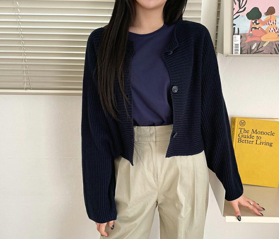2WAYスリーボタンカーディガン・全4色・b63431 レディース 【cd】【韓国 ファッション カーディガン カーデ ショートカーディガン 長袖 2WAY ショート丈 ルーズ ラウンドネック 無地 かわいい カジュアル デイリー 秋 春】【NIJU】