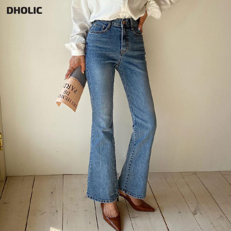 フレアデニムパンツ・全1色・t63078 レディース 【pt】 韓国 ファッション ボトムス パンツ デニムパンツ ウォッシュドデニム ブーツカット 美脚 スリム フィット 無地 体型カーバー 秋 春