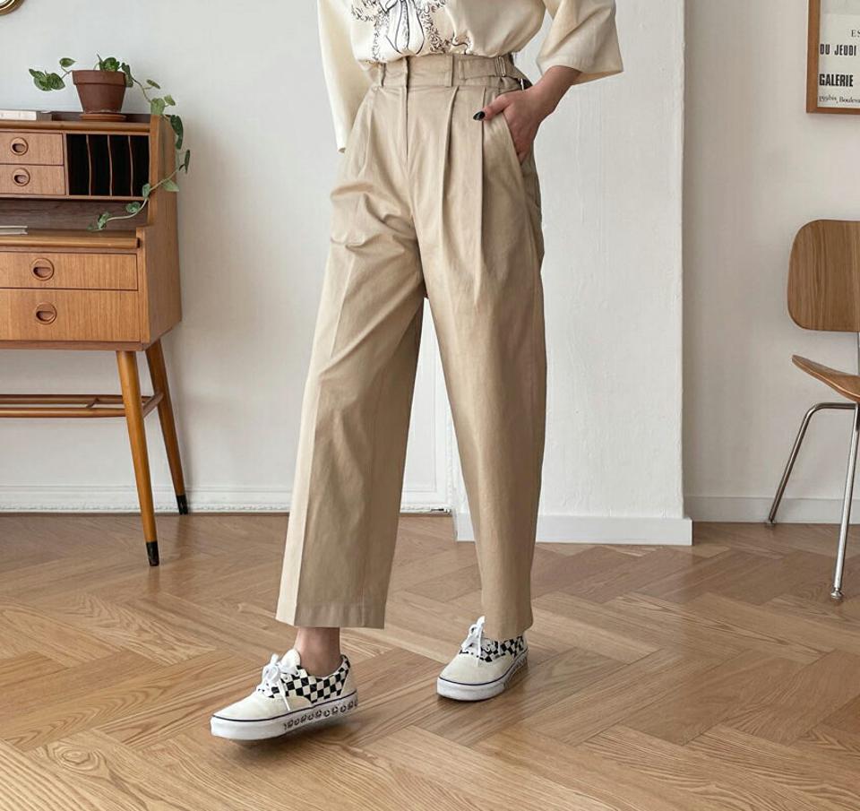 "サイドベルトタックパンツ・全3色・t63512 レディース 【pt】【韓国 ファッション ボトムス パンツ ロング ロングパンツ ワイド ワイドパンツ タックパンツ ルーズ ゆったり 十分丈 カジュアル デイリー 秋 春】【NIJU】"