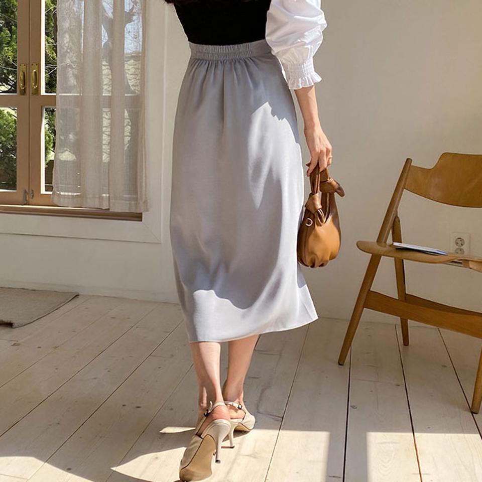 ドロストギャザースカート・全4色・t63070 レディース 【sk】【韓国 ファッション ボトムス スカート ロング ロングスカート ドロストギャザー ウエストゴム ストリング カジュアル フェミニン デイリー 上品 秋 春】