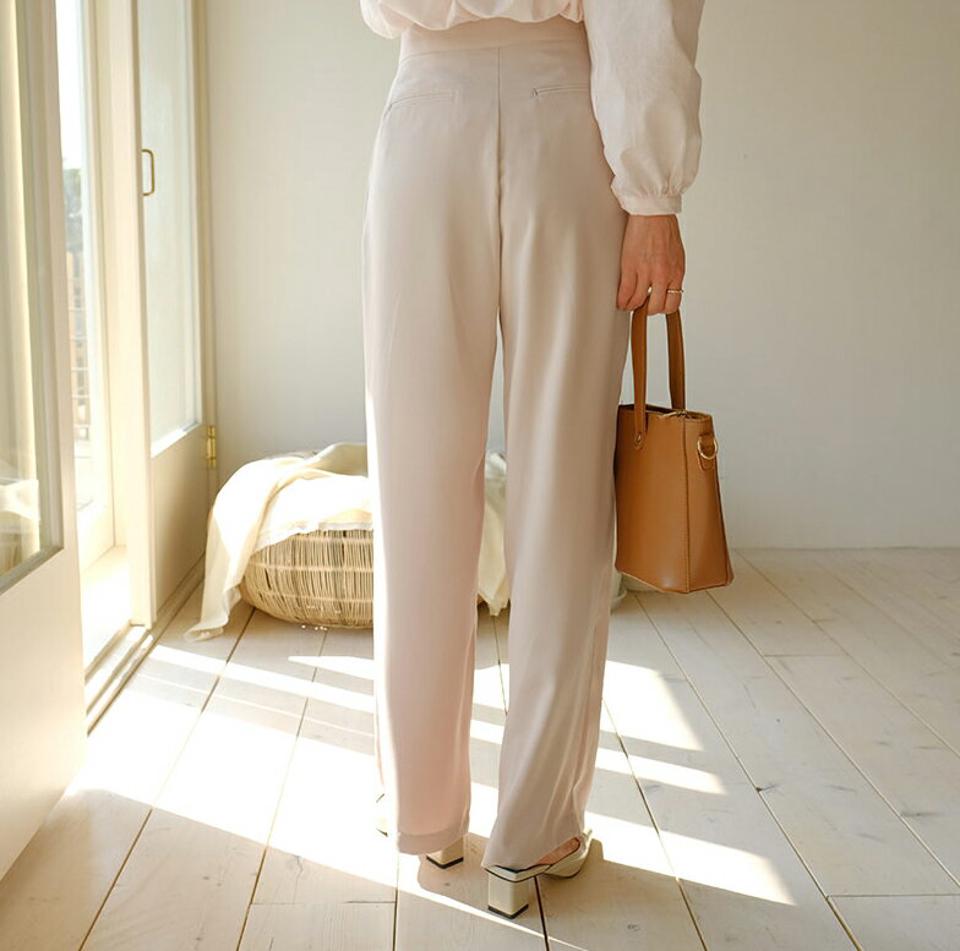 ストレートタックスラックスパンツ・全3色・t63088 レディース 【pt】【韓国 ファッション ボトムス パンツ スラックス ロング スリム ベーシック ストレート タック 美脚 足長 細身 10分丈 十分丈 ストレート カジュアル 無地 秋 春】