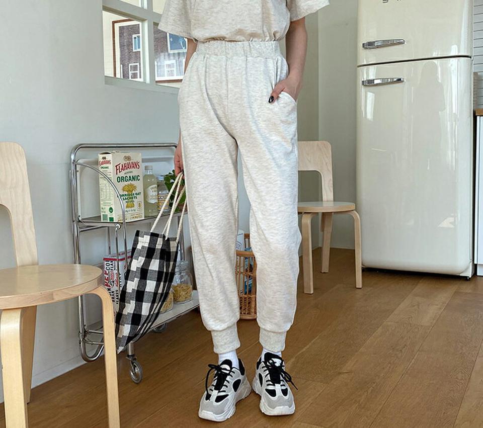 スウェットジョガーパンツ・全5色・b63442 レディース 【pt】【韓国 ファッション ボトムス パンツ ロング ロングパンツ スウェット ジョガーパンツ カジュアル ウエストゴム ルーズ ゆったり 十分丈 デイリー 体型カバー 秋 春】【NIJU】