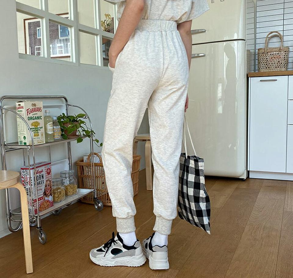 スウェットジョガーパンツ・全5色・b63442 レディース 【pt】【韓国 ファッション ボトムス パンツ ロング ロングパンツ スウェット ジョガーパンツ カジュアル ウエストゴム ルーズ ゆったり 十分丈 デイリー 体型カバー 秋 春】【NIJU】