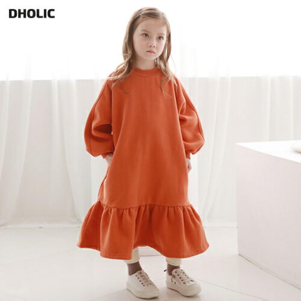 裏起毛フレアスウェットワンピース・p009821 キッズ【3~8才】【ops】【ワンピース ロング ロングワンピース 長袖 スウェット フレア 裏起毛 単色 無地 かわいい シンプル 女の子 男の子 冬 韓国 韓国子供服 子供 こども 子供服 こども服】【KIDS】