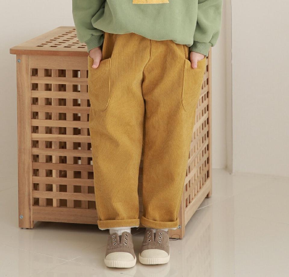 裏起毛コーデュロイボンディングパンツ・p009817 キッズ【3~8才】【pt】【パンツ ズボン ロングパンツ 長ズボン ボンディング コーデュロイ 裏起毛 単色 無地 シンプル カジュアル 女の子 男の子 冬 韓国 韓国子供服 子供 子供服 こども服】【KIDS】