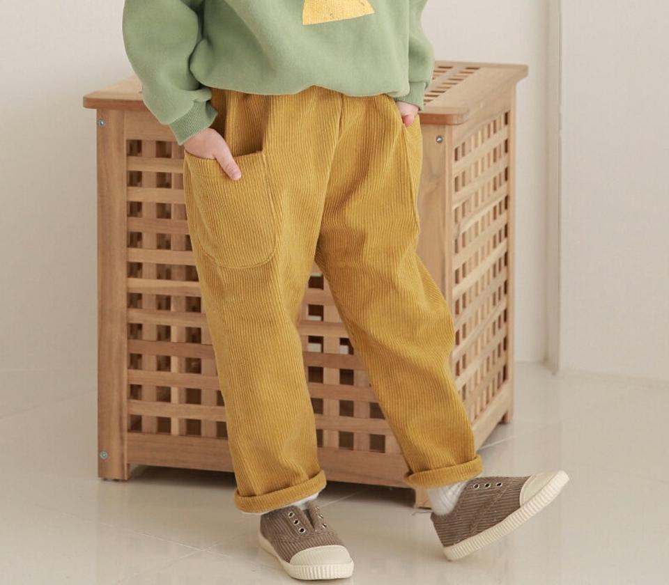 裏起毛コーデュロイボンディングパンツ・p009817 キッズ【3~8才】【pt】【パンツ ズボン ロングパンツ 長ズボン ボンディング コーデュロイ 裏起毛 単色 無地 シンプル カジュアル 女の子 男の子 冬 韓国 韓国子供服 子供 子供服 こども服】【KIDS】
