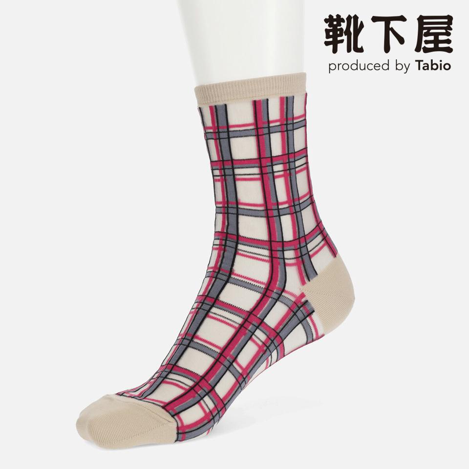 【あす楽】【Tabio】 シアーラインチェックショートソックス / 靴下屋 靴下 タビオ くつ下 ショート レディース 日本製 2106ka