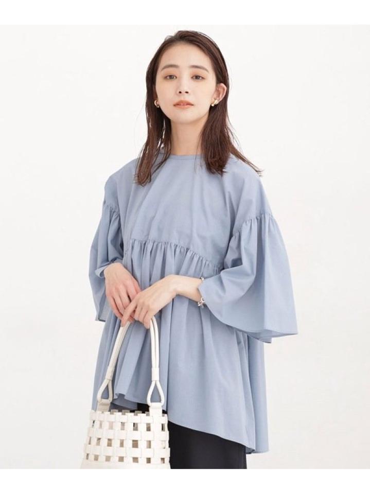 レオファイン バックリボンギャザーチュニック 七分袖