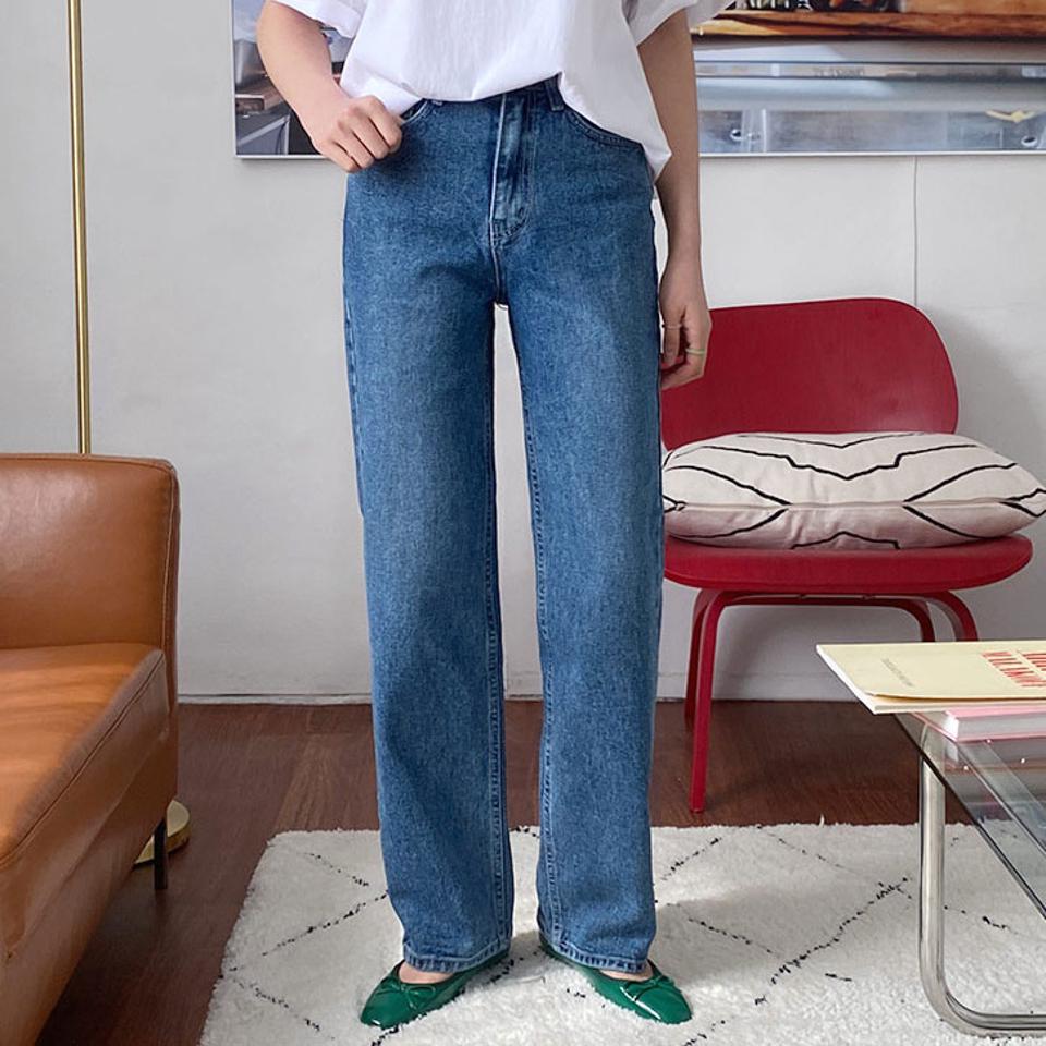 ワイドデニムパンツ・全2色・t63624 レディース 【pt】【韓国 ファッション ボトムス パンツ ロング デニム ウォッシング デニムパンツ ハイウエスト ワイドデニムパンツ スリム ストレート 美脚 10分丈 十分丈 カジュアル デイリー 秋 春】【NIJU】