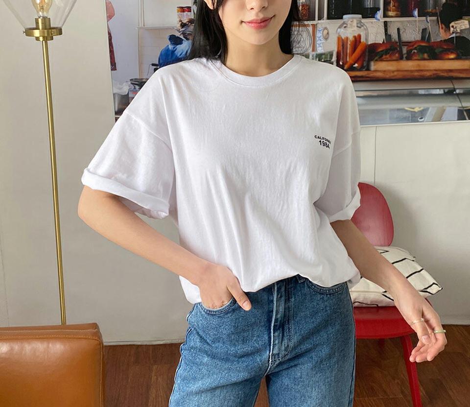 1984レタリングTシャツ・全4色・t63613 レディース 【tops】【韓国 ファッション トップス Tシャツ 半袖 ラウンドネック ミニレタリング ミニロゴ レタリング ロゴ オールシーズン ベーシック デイリー カジュアル 体型カーバー 秋 春】【NIJU】