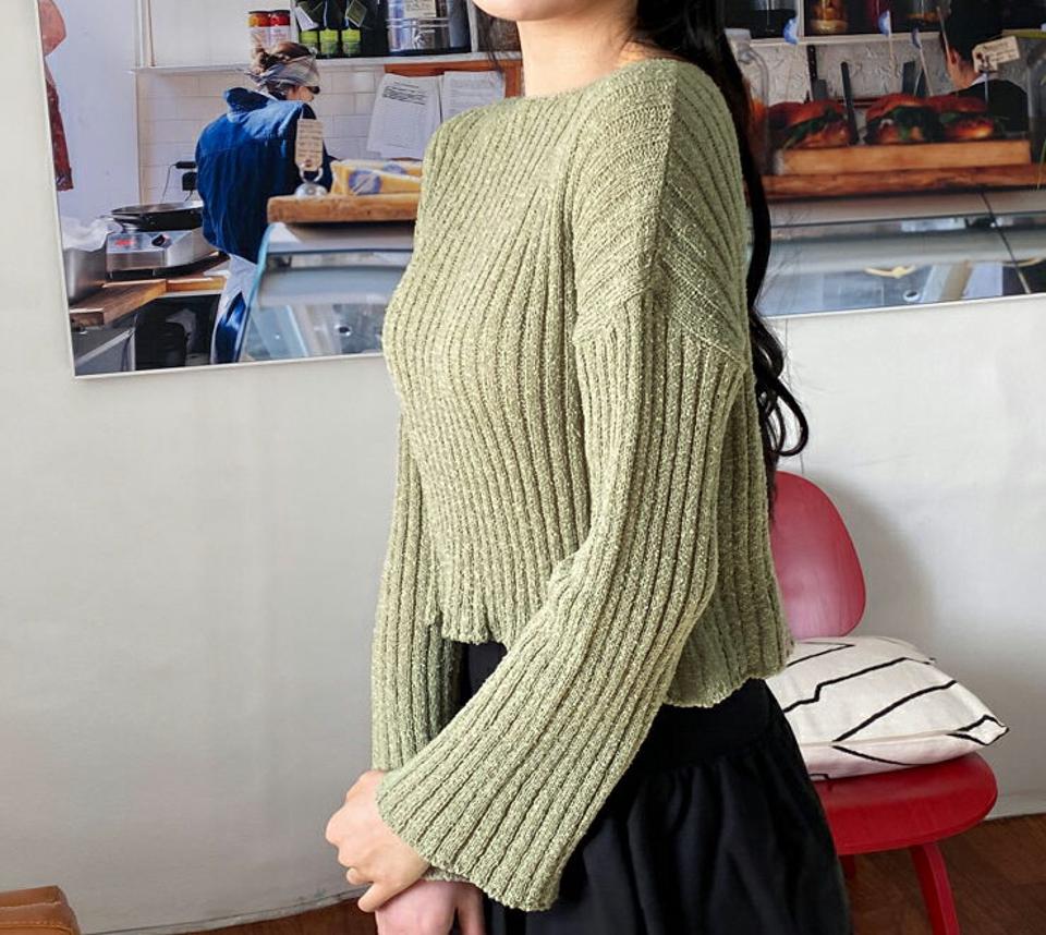 ラウンドネッククロップドニット・全4色・t63616 レディース 【tops】【韓国 ファッション トップス ニット 長袖 スリム ラウンドネック クロップドニット クロップド丈 細身 体型カーバー ガーリー デイリー カジュアル 秋 春】【NIJU】