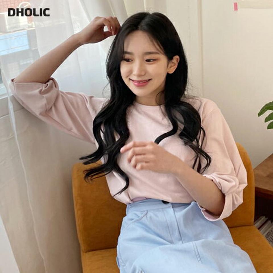 ツイストラウンドネックTシャツ・全4色・t63614 レディース 【tops】【韓国 ファッション トップス Tシャツ 長袖 ツイスト ラウンドネック ボリューム袖 無地 ベーシック デイリー カジュアル 体型カーバー 秋 春】【NIJU】