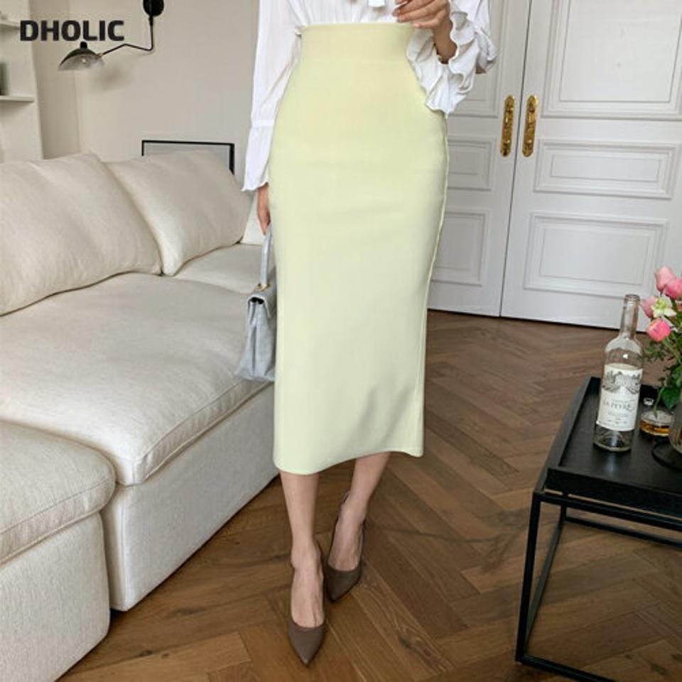 ウエストゴムスリットスカート・全4色・b67387 レディース 【sk】【スカート ロング ロングスカート ウエストゴム スリット タイト ペンシルスカート 単色 無地 シンプル 大人 オフィスカジュアル きれいめ 春 秋 韓国 ファッション】【ハイホリHIHOLLI】