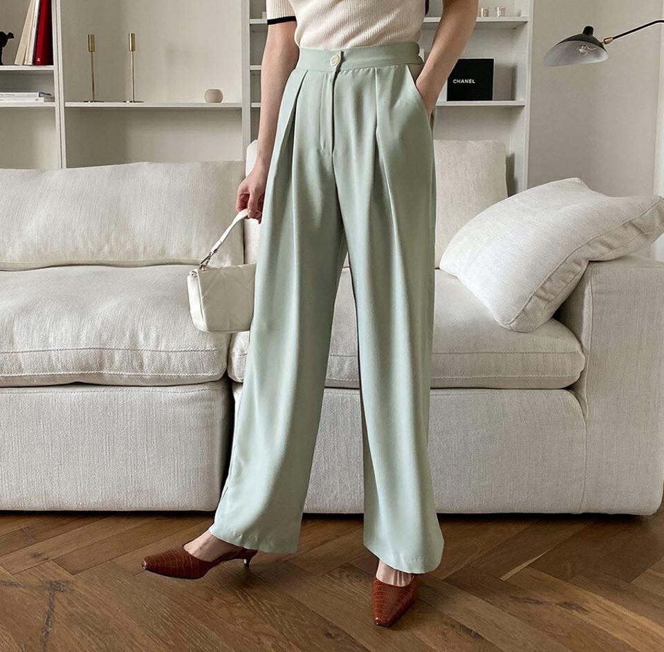 バックゴムタックスラックス・全3色・t67388 レディース 【pt】【スラックス パンツ ズボン ロングパンツ 単色 無地 シンプル ベーシック オフィスカジュアル 春 秋 韓国 ファッション】【ハイホリHIHOLLI】