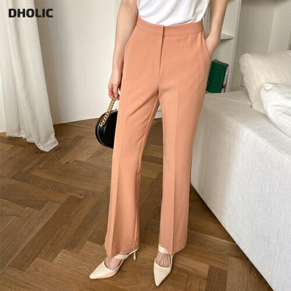 ホックストレートスラックス・全3色・b67380 レディース 【pt】【スラックス パンツ ズボン ロングパンツ 単色 無地 シンプル ベーシック オフィスカジュアル ストレート 春 秋 韓国 ファッション】【ハイホリHIHOLLI】