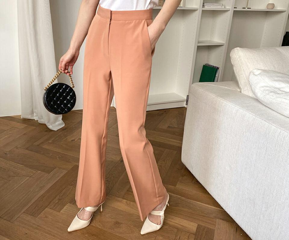 ホックストレートスラックス・全3色・b67380 レディース 【pt】【スラックス パンツ ズボン ロングパンツ 単色 無地 シンプル ベーシック オフィスカジュアル ストレート 春 秋 韓国 ファッション】【ハイホリHIHOLLI】