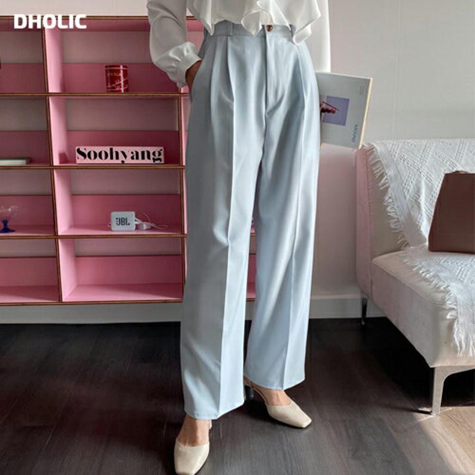 タックワイドスラックス・全3色・t57063 レディース 【pt】 韓国ファッション ボトムス パンツ スラックス 美脚 足長 ツータック ベルトループ バックゴム ボリューム ハイウエスト 無地 体型カバー 秋 春