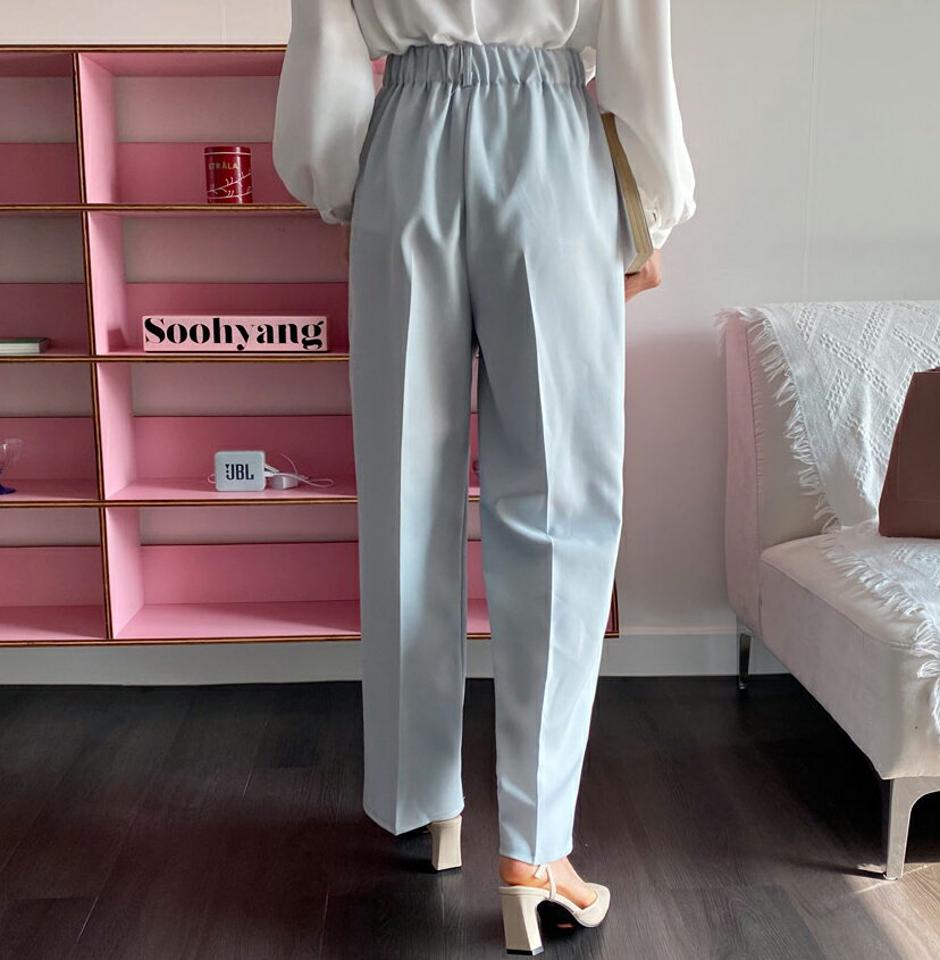 タックワイドスラックス・全3色・t57063 レディース 【pt】 韓国ファッション ボトムス パンツ スラックス 美脚 足長 ツータック ベルトループ バックゴム ボリューム ハイウエスト 無地 体型カバー 秋 春