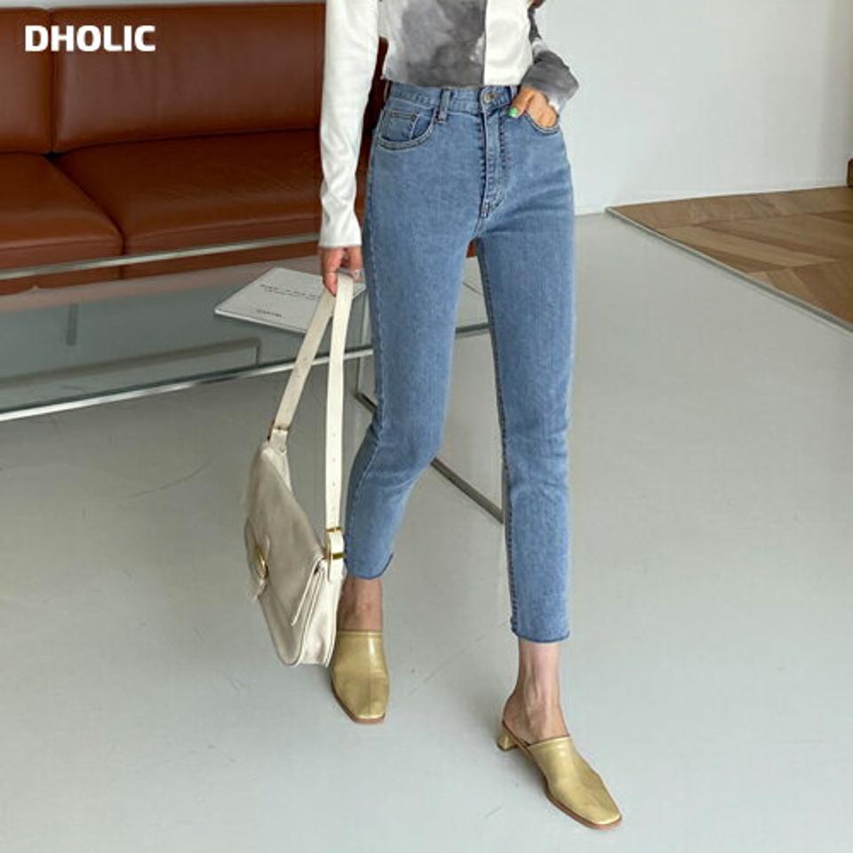 ハイウエストカットオフデニムパンツ・全1色・t57074 レディース 【pt】【韓国 ファッション ボトムス パンツ デニムパンツ スリムデニム カットオフ ハイウエスト ストレート 美脚 10分丈 十分丈 カジュアル デイリー 秋 春】