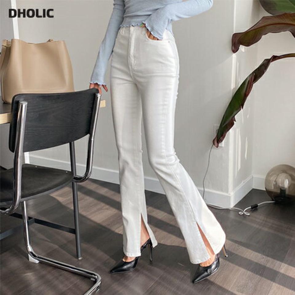 フレアスリットパンツ・全2色・t57055 レディース 【pt】【韓国 ファッション ボトムス パンツ ロング ロングパンツ ブーツカット スリット ストレート 美脚 カジュアル 10分丈 十分丈 カジュアル デイリー 秋 春】