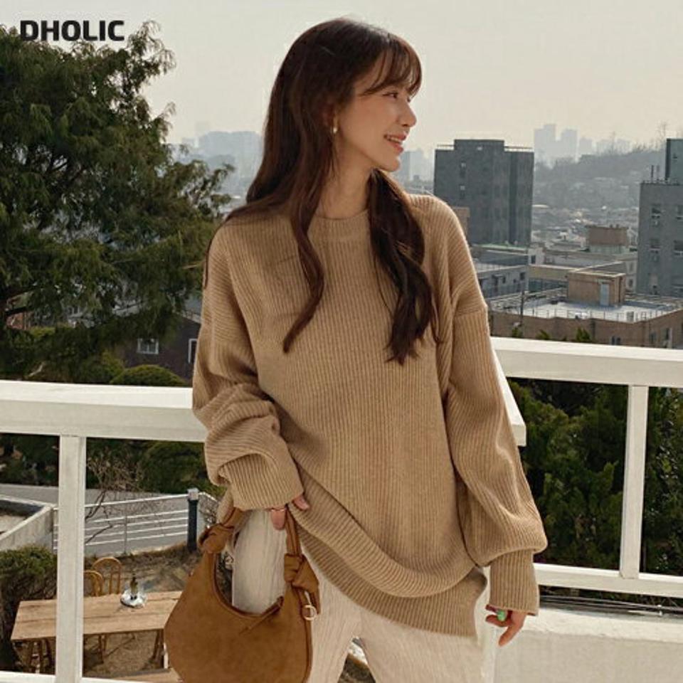 ルーズラウンドニット・全5色・n57039 レディース 【tops】【韓国 ファッション トップス ニット 長袖 ルーズニット ラウンドネック ルーズ ゆったり 細身 カジュアル 体型カーバー デイリー 秋 春】
