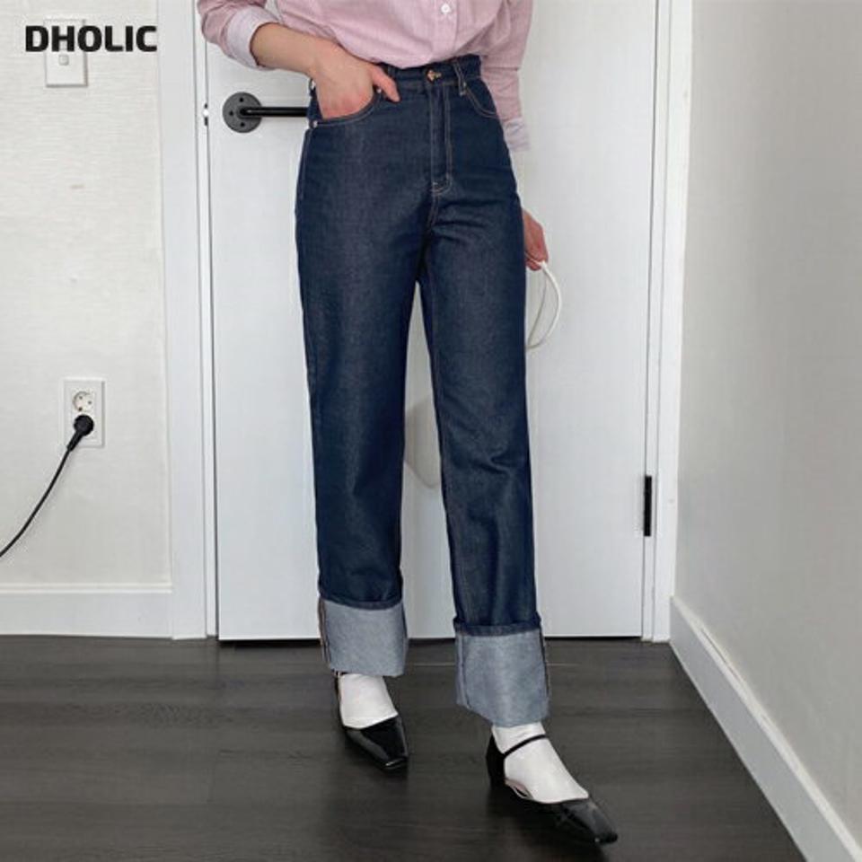 インディゴデニムパンツ・全1色・t57075 レディース 【pt】【韓国 ファッション ボトムス パンツ デニムパンツ インディゴデニムパンツ ロールアップ ストレート 美脚 10分丈 十分丈 カジュアル デイリー 秋 春】