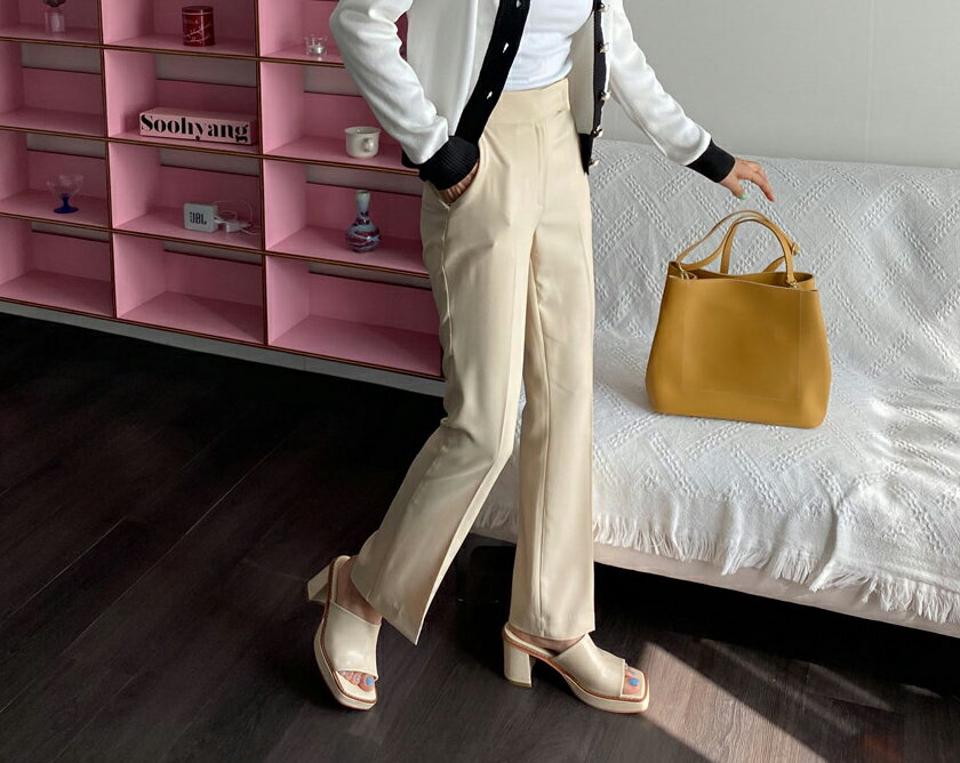 シークレットゴムスリムスラックス・全3色・b57061 レディース 【pt】【韓国 ファッション ボトムス パンツ スラックス シーク スリムスラックス 美脚 スリム フィット ウエストゴム オフィスカジュアル ハイウエスト 無地 体型カーバー 秋 春】