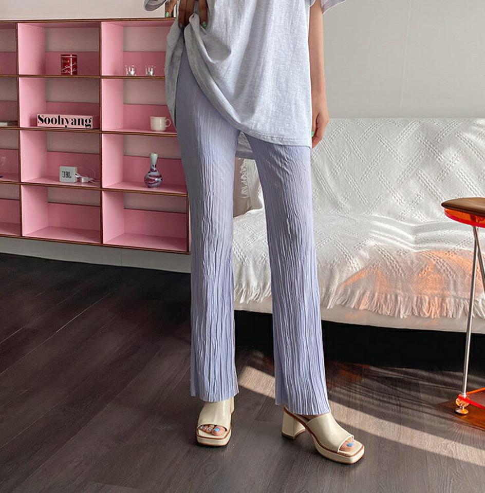 リンクルサイドスリットパンツ・全5色・b57061 レディース 【pt】【韓国 ファッション ボトムス パンツ ロング ロングパンツ リンクル スリットパンツ ユニーク スリムパンツ 美脚 スリム フィット ウエストゴム 無地 体型カーバー 秋 春】