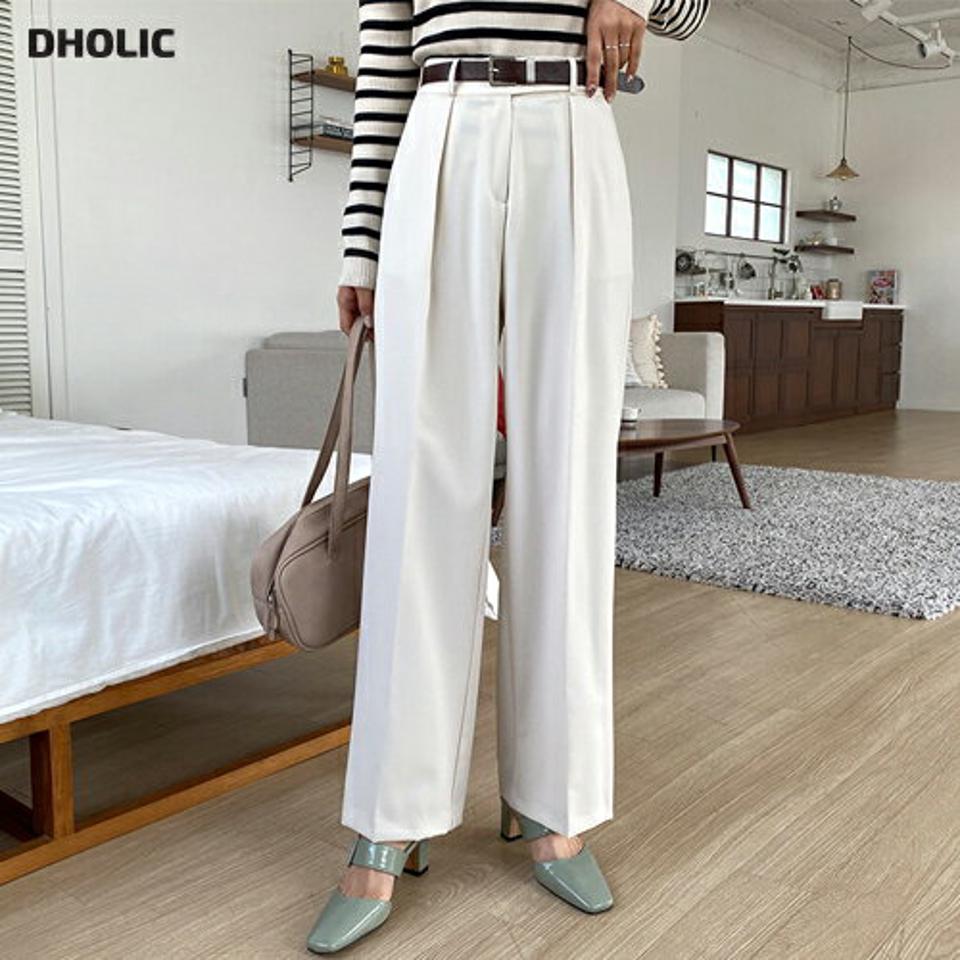 タックロングスラックス・全3色・t65087 レディース 【pt】【韓国 ファッション ボトムス パンツ スラックス 美脚 足長 ワイドスラックス ベルトループ ワンタック ボリューム オフィスカジュアル ハイウエスト 無地 体型カーバー 秋 春】