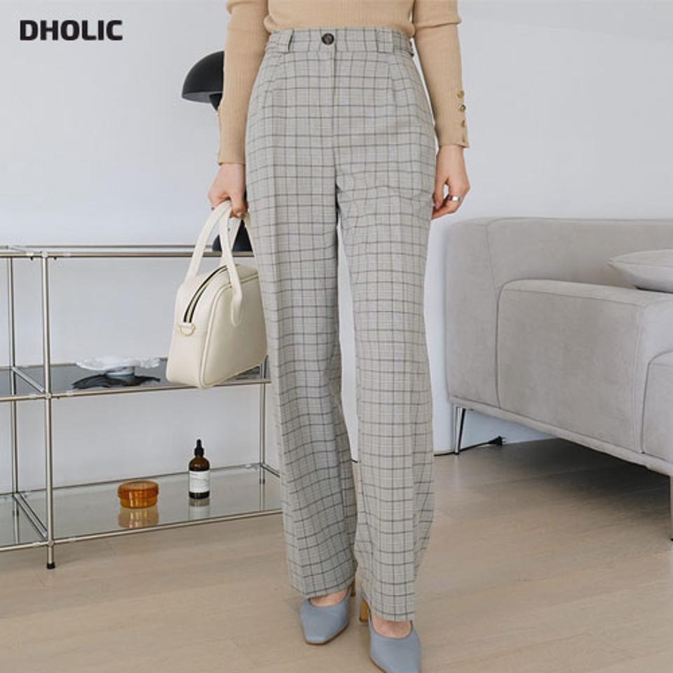 サイドベルトチェックパスラックス・全2色・t67452 レディース 【pt】【パンツ スラックス ロングパンツ ズボン ボトムス チェック柄 大人 カジュアル 春 秋 韓国 ファッション】【ハイホリHIHOLLI】