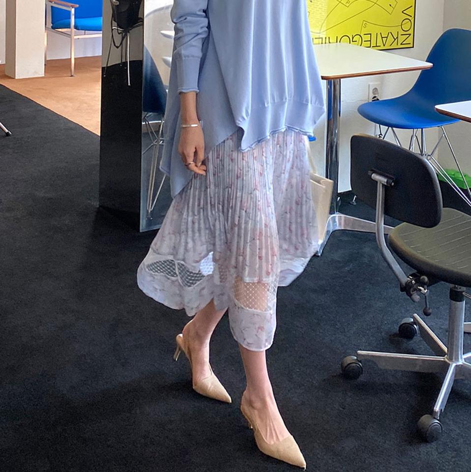 【只今30%OFF】シアーライン花柄プリーツスカート・全2色・t67457 レディース 【sk】【スカート ロング ロングスカート プリーツ プリーツスカート 花柄 シアー シースルー 透け感 フェミニン 可愛い かわいい 春 秋 韓国 ファッション】【ハイホリHIHOLLI】【fw】【eb】