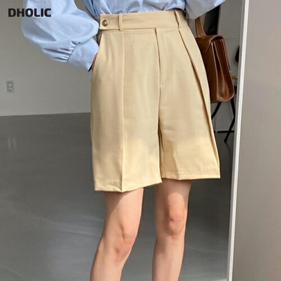 タックハーフスラックス・全3色・t65085 レディース 【pt】【韓国 ファッション ボトムス パンツ スラックス 美脚 足長 ハーフスラックス ベルトループ ワンタック ボリューム ハイウエスト 無地 体型カーバー 秋 春】