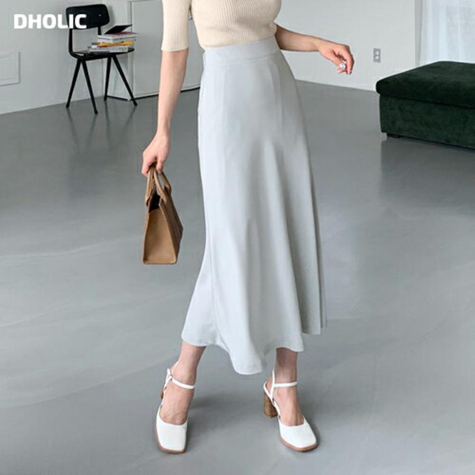 Aラインロングスカート・全3色・t65081 レディース 【sk】【韓国 ファッション ボトムス スカート ロング ロングスカート Aライン バックゴム サイドジップ スリット カジュアル フェミニン デイリー 上品 秋 春】